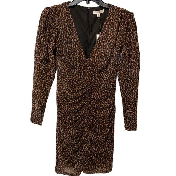 BB Dakota leopard print mesh lined scrunched front zipper length35 sleeve 18 1/2 - Picture 1 of 4